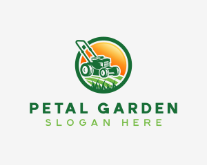 Grass Cutting Lawn Mower logo design