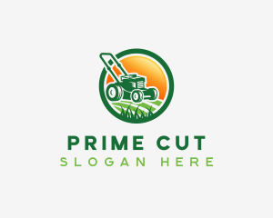 Grass Cutting Lawn Mower logo design