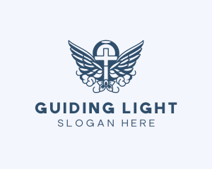 Religious Cross Wings logo design