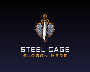 Metallic Sword Wings logo design