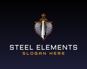 Metallic Sword Wings logo