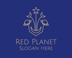 Gold Moon Planet logo design