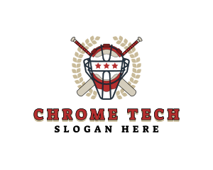 Baseball Helmet Wreath logo design