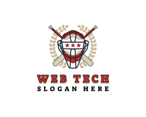 Baseball Helmet Wreath logo design