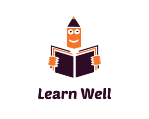 Orange Pencil Reading Learning logo design