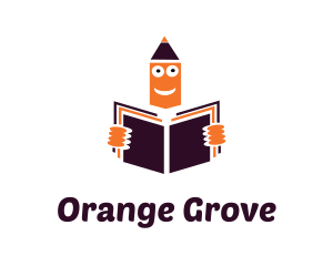 Orange Pencil Reading Learning logo design