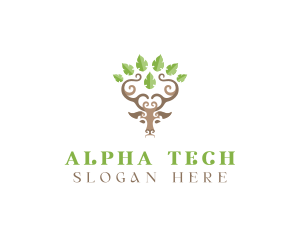 Deer Tree Antlers logo design