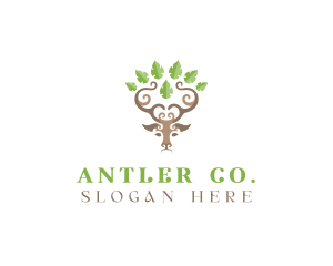 Deer Tree Antlers logo design