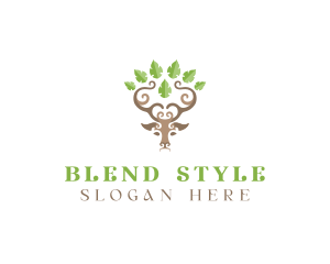 Deer Tree Antlers logo design