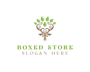 Deer Tree Antlers logo design