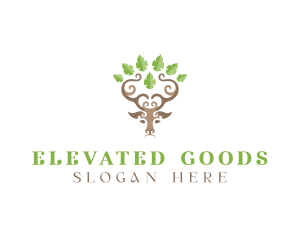 Deer Tree Antlers logo design