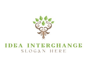 Deer Tree Antlers logo design