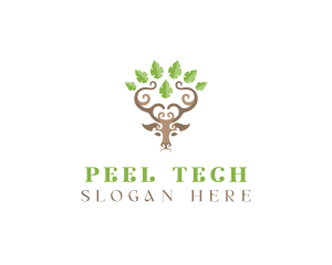 Deer Tree Antlers logo design