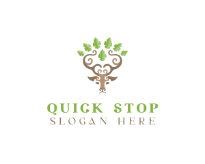 Deer Tree Antlers logo design