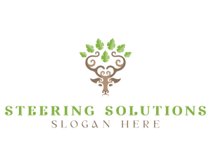 Deer Tree Antlers logo design