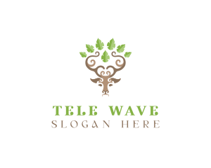 Deer Tree Antlers logo design