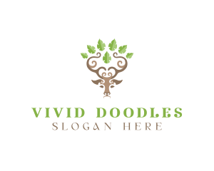 Deer Tree Antlers logo design