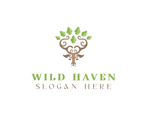 Deer Tree Antlers logo design