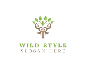 Deer Tree Antlers logo design