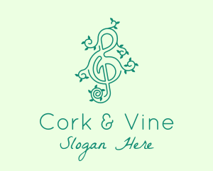 Music Vine Leaves logo design