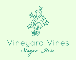 Music Vine Leaves logo design