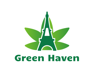 Green Cannabis Tower logo design