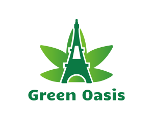 Green Cannabis Tower logo design