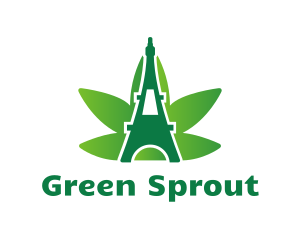 Green Cannabis Tower logo design