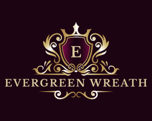 Wreath Crown Shield logo design