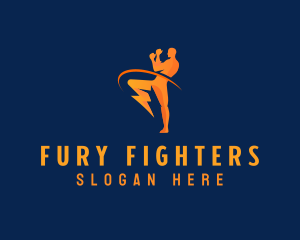 Human Fighter Lightning logo design