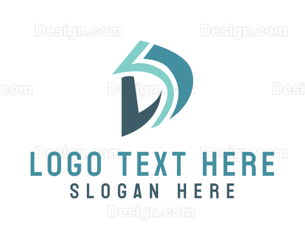 Blue Stylish D Stroke Logo