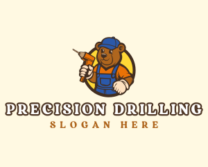 Handyman Bear Drill logo design