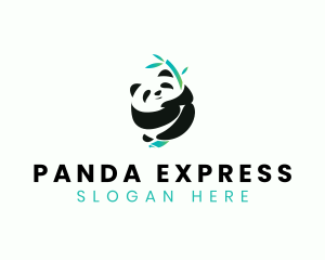 Cute Panda Bamboo logo design