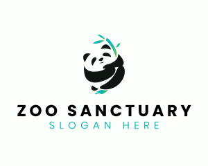 Cute Panda Bamboo logo design