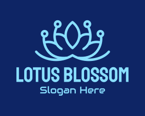 Blue Circuit Lotus logo design