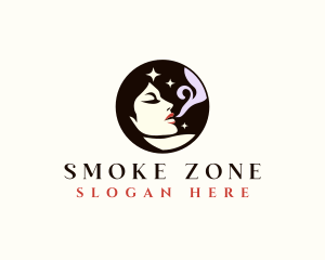 Female Smoking Vape logo design