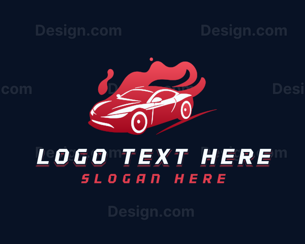 Flaming Race Car Vehicle Logo