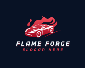 Flaming Race Car Vehicle logo design