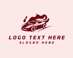 Flaming Race Car Vehicle logo