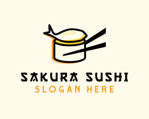 Chopsticks Sushi Anaglyph logo design