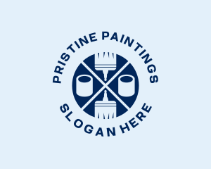 Painting Bucket Paint Brush logo design