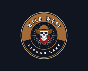 Western Cowboy Skull logo design