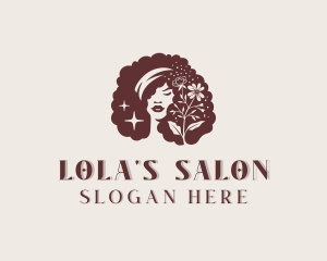 Salon Curly Hairstyle logo design