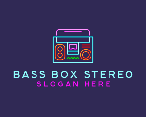 Neon Music Stereo Boombox logo design