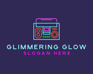 Neon Music Stereo Boombox logo design