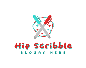 Scribble Marker Pen logo design