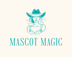 Cowgirl Farmer Woman logo design