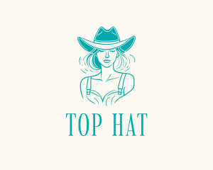 Cowgirl Farmer Woman logo design