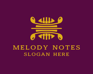 Music Note Piano Instrument  logo design