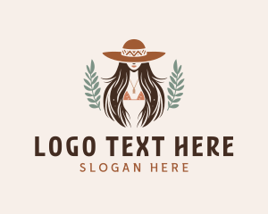 Boho Woman Wreath logo